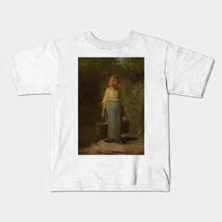 Peasant Girl Returning From The Well by Jean-Francois Millet Kids T-Shirt